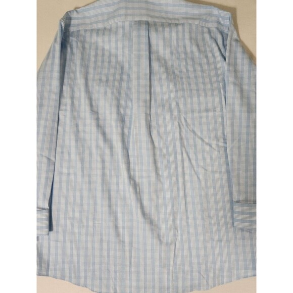 Stafford NWT Men's XL Dress Blue Plaid Button-up  17-17.5 32/33 Sweat Repel - Picture 5 of 9